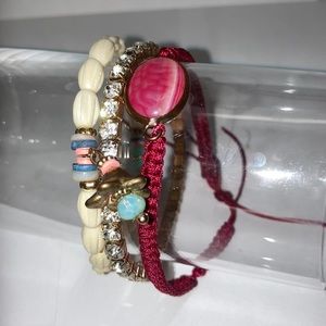 4/$20 bracelet stack maroon cream metal urban outfitters